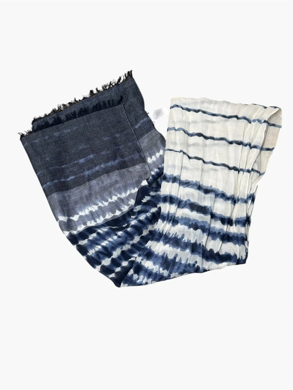 NWT J.Jill Pure Jill Blue White Ombre Dip Dye Fringe Scarf One Size